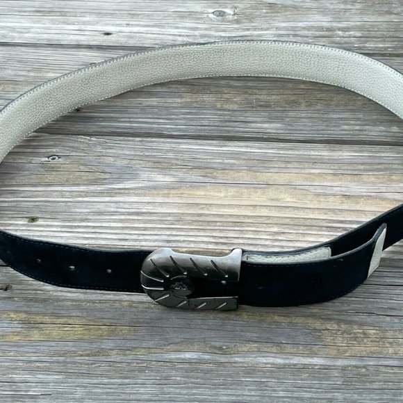Ermenegildo Zegna Sport Men Belt Black Suede Leather Waistband Size 36-37 In Aut - Picture 9 of 12